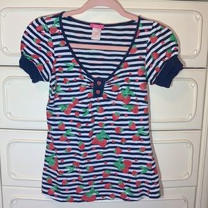 Lola Striped with strawberries blouse Sz XS